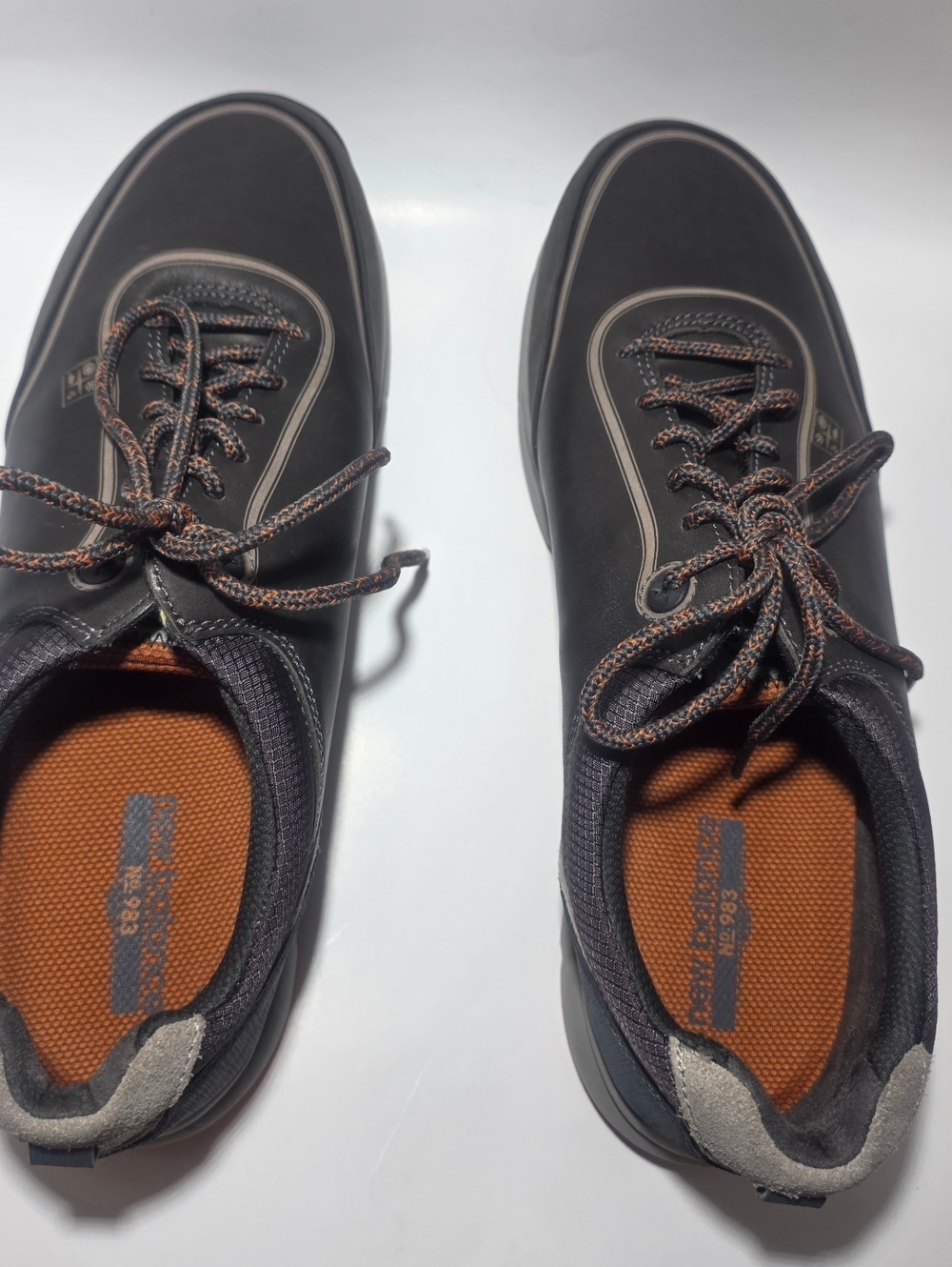 New Balance MW983BR Walking Shoes Black Leather Wide 2E Men’s 11.5